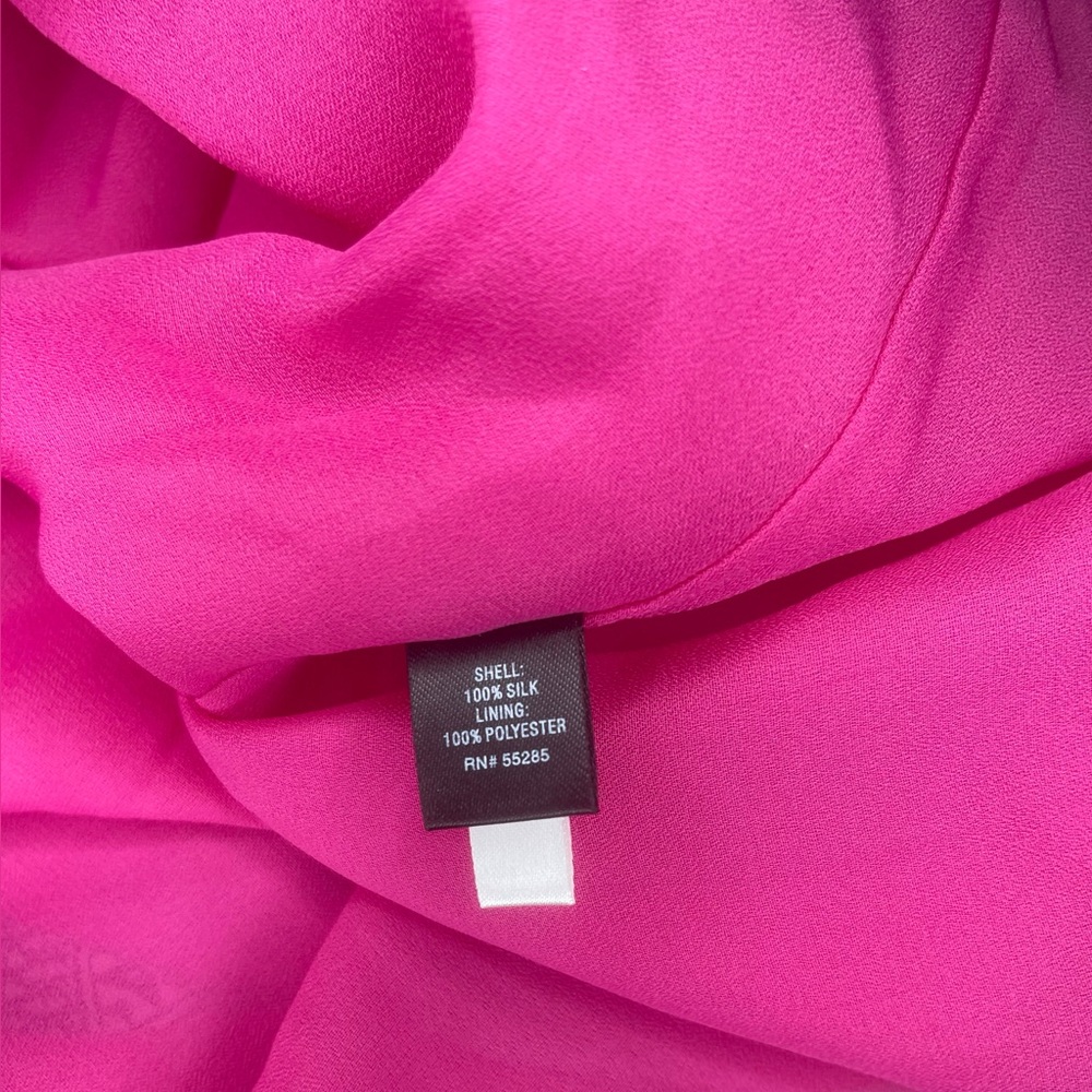 Express Silk Maxi Dress – Magenta Pink with Yellow Floral Detail - Size XS - Picture 3 of 5